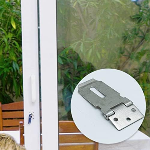 Door Padlock Hasp, 3 Inch Stainless Steel Padlock Hasp and Staple Shed Lock Hasp Shed Door Latch Heavy Duty Gate Lock Latch Security Hasp and Staple for Door Window Cabinet Pet Cage Crate,Silver