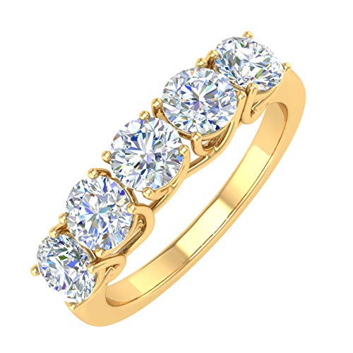 1 1/2 Carat 5-Stone Diamond Wedding Band Ring in 14K Gold