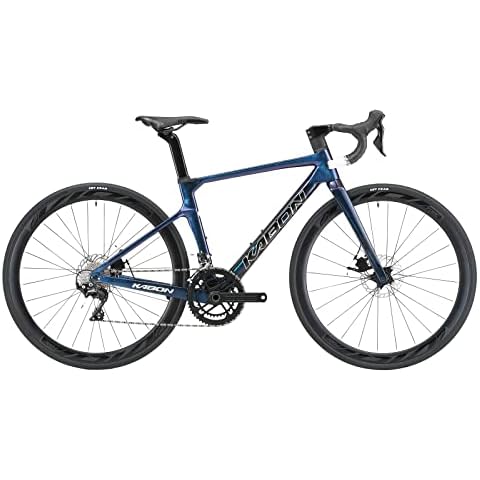 KABON Carbon Road Bike, T800 Carbon Fiber Frame 700C Road Bike with 18 Speeds Drivetrain, Integrated Carbon Handlebar, Disc Brakes Racing Bicycle for Men and Women (Chameleon Blue, 53cm) Cover