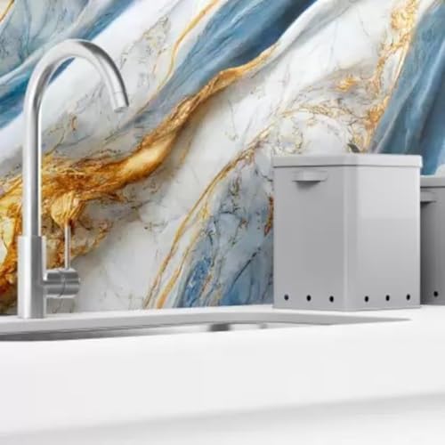 Image of VOLITO Self Adhesive Marble Wallpaper Kitchen Wallpaper Oil Proof & Waterproof Wallpaper for Cabinet Makeover, Almirah, Plastic & Tabletop, Wardrobe (60x200cm) (V-New Natural Ocean)
