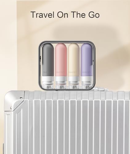 Image of Quatish Travel Bottles for Toiletries, Original Patented Leak Proof Travel Size Containers, 3 oz Tsa Approved Silicone Shampoo and Conditioner Bottles, 4 Pack, Dusty Pink