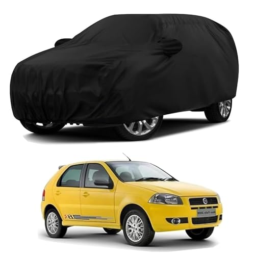 Sulfar 100% Water Resistant Car Body Cover Compatible with Mirror & Antenna Pockets for Fiat Palio D (Triple Stitched, Full Bottom Elastic, Black) at ₹413 (86% Off) – Amazon