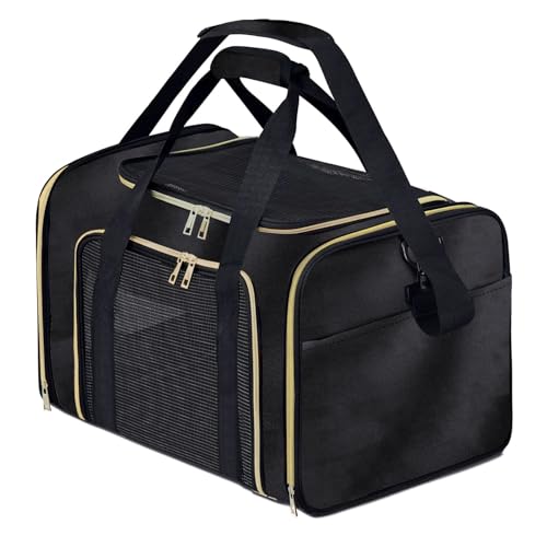 Image of KIKA Pets Goldfinch Cat Bag Carrier | Small Dog Puppy Bag Carrier | Airline Dimension Approved Akasa - Medium Size (18 x 9.8 x 9.9 inches), Midnight Black