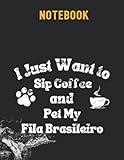  Notebook: Fila brasileiro Coffee sip and pet retro vintage 140 Pages - 8.5\'\'x11\'\'