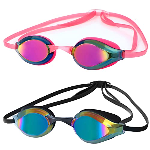 DARIDO Lot de 2 paires de lunettes de natation pour adultes, hommes, femmes, jeunes Cover