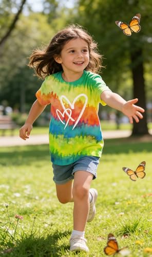 Image of SunFoucs Girls Kids Shirts Size 5-12 Tie Dye Casual Tshirt Short Sleeve Crewneck Tee Top | Short Sleeve Rainbow Tee Top