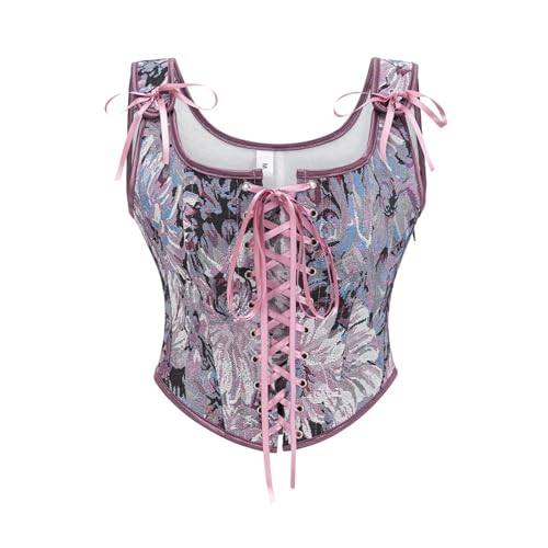 Corset bustier femme en plastique flexible avec broderie et laçage dos