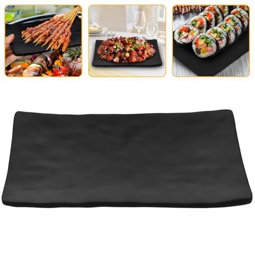 Bandeja rectangular para sushi 8 pulgadas negra miniatura 7