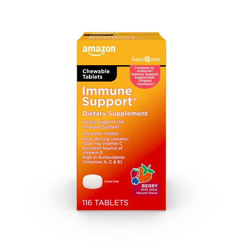 Amazon Basic Care - Chewable Tablets, Immune Support Berry Chew Tablets, 116 Count