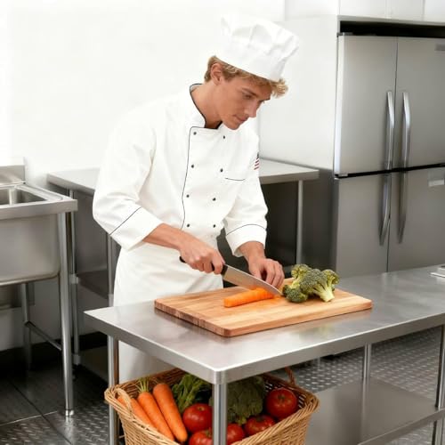 Image of COOLCHEF Stainless Steel Work Table 18 x 24 Inch, NSF Commercial Prep Table with Undershelf, Heavy Duty Food Prep Workstation