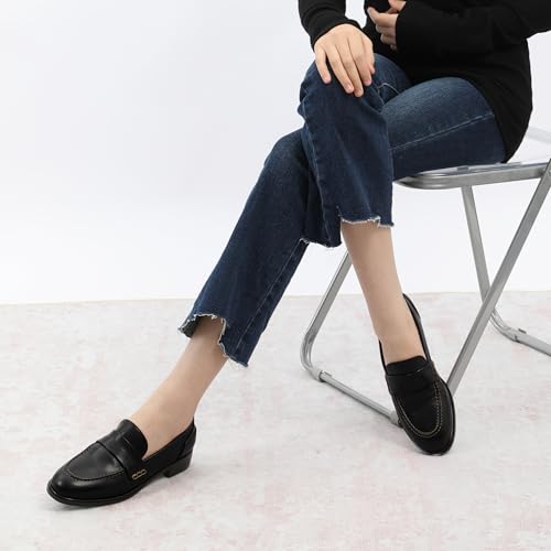 WAYDERNS Comfortable Loafers for Women Slip on Chunky Block Heels Round Toe Low Heel Pumps Shoes Business Office Work Party Dress Shoes 1.4 Inch2
