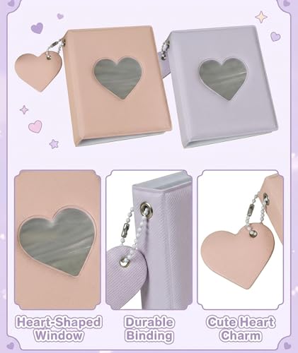 Image of 2 PCS Mini Photocard Binder, Compact Photo Album for Collectors, Organize K-Pop Cards and Memories, Portable 3 Inch Photo Storage, Set of Two in Pink and Purple Colors