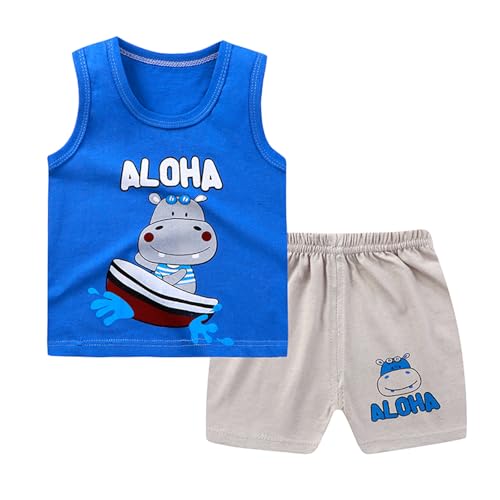 Image of Toddler Boys 4PCs Tank Top and Shorts Set Summer Clothes Cotton Outfits
