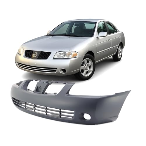 Image of FitParts Compatible with Nissan Sentra 2004-2006 Front Bumper Cover | Primed, With Fog Light Holes, Without Parking Sensor Holes, Sedan, Ready to Paint, OEM F20226Z525, NI1000216