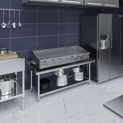 Image of AmGood Stainless Steel Equipment Stand - Heavy Duty, Commercial Grade, with Undershelf, NSF Certified (24 inch Width x 60 inch Length)