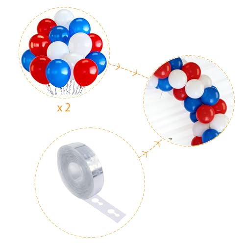 Image of Patriotic Balloons Red White and Blue,70 Packs Premium Latex Balloons for 4th of July, Memorial Day, Flag Day, Veterans Day, Labor Day Party Decorations