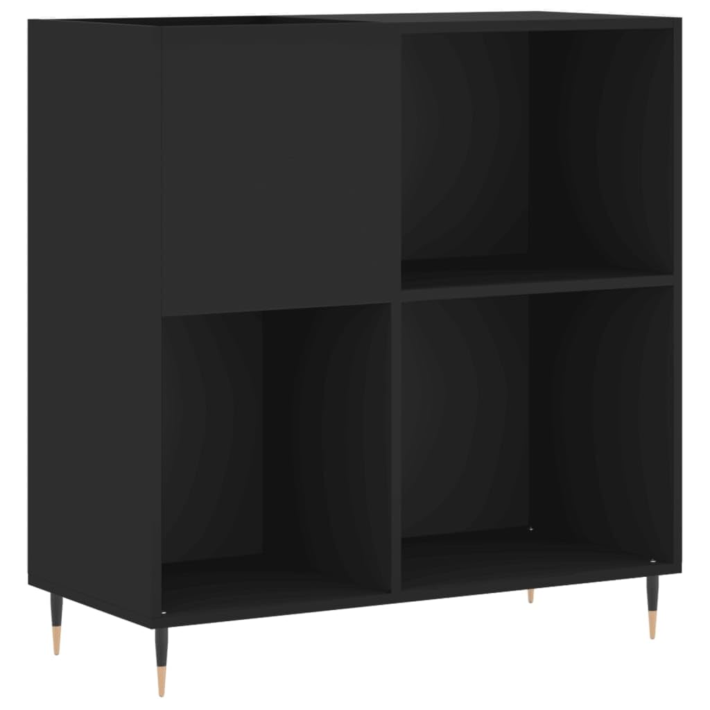 Scaffale Legno Multistrato 84,5x38x89 cm - Porta Dischi, CD e Vinile - Libreria Stretta - Mobile Salotto - Mobiletto TV - Nero