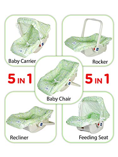 Image of Mee Mee 5 in 1 Baby Cozy Carry Cot Cum Rocker Car Seat (Green)