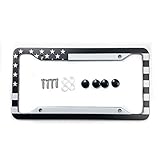 EXMENI Black American Flag License Plate Frame American Flag Car Tag Frame US License Plate Holder U