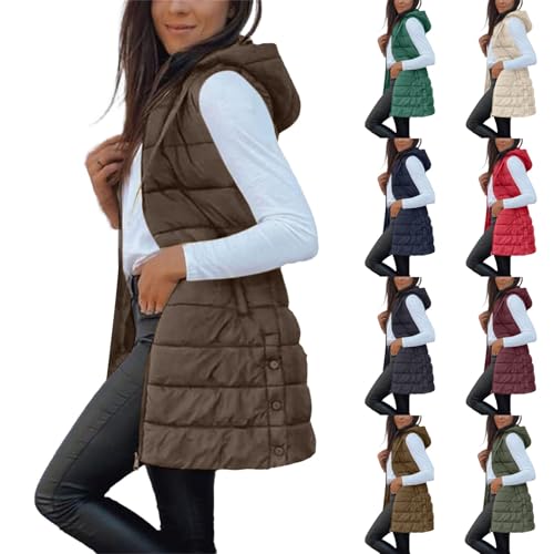Chaleco Mujer Largo Invierno Acolchado Chaqueta sin Mangas