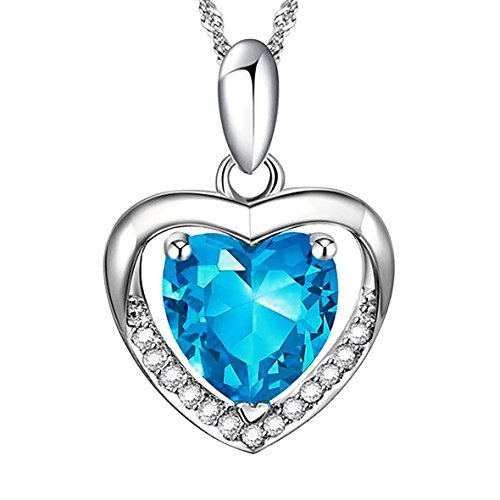 Pristine Love [Azure] Sterling Silver Heart Pendant Necklace