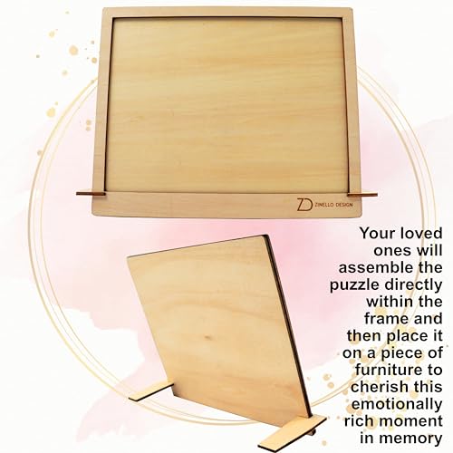 Image of Wooden Pregnancy Announcement Puzzle | Original Puzzle Gift Idea for Future Dad, Grandmother, Grandfather, Godmother, Godfather | Funny Birth Announcement (With Frame), 8.3 inch x 5.9 inch