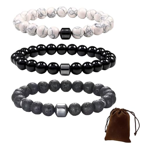 Anti Alcohol Bracelet 3 Pack Sobriety Gifts for Women and Men Glame Anti Alcohol Bracelet for Recovery Support Black and White Alloy Bracelets with Storage Bag Ideal Sobriety Gifts for Recovery