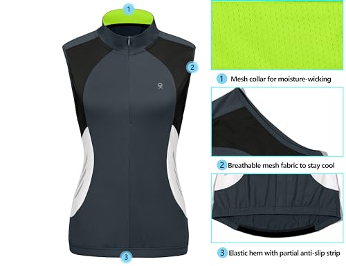 Image of Little Donkey Andy Women's Half Zip Breathable Cycling Vests Reflective Sleeveless Jerseys Shirts Golf 4 Rear Pockets