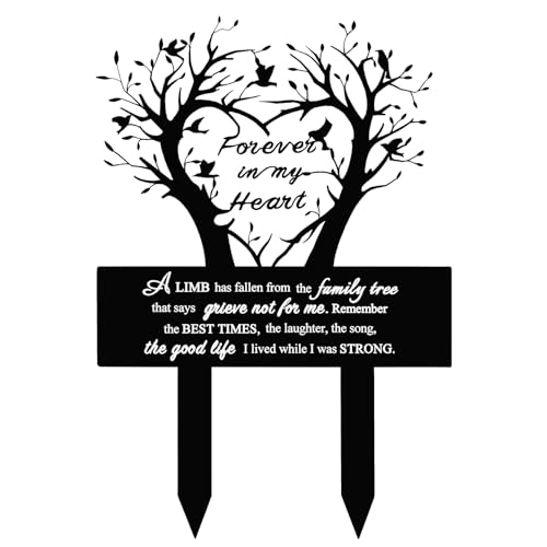 Garden Stake Graves Cemetery Decorations Metal Memorial Grave Markers Family Tree Graveyard Commemorative Plaque for Dad Mom Remembrance Plaque Stake Sympathy Graveside Decor Sign for Outdoor