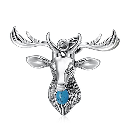 Pendentif tête de cerf turquoise homme collier gothique vintage bijoux rétro 50cm