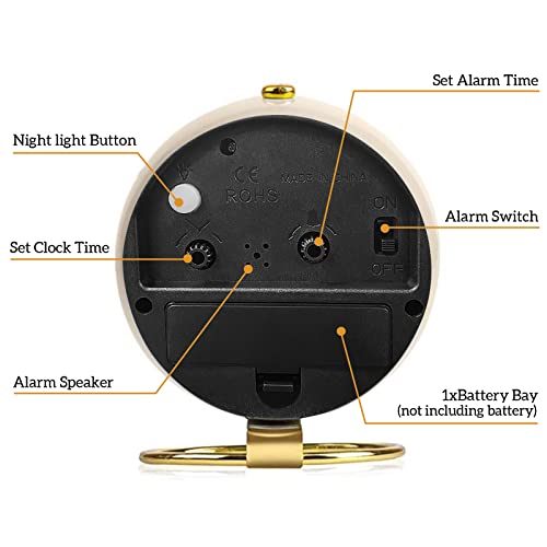 Justup Small Table Clocks, Classic Silent Non-Ticking Tabletop Kids Room Analog Alarm Clock Battery Operated Desk Clock With Backlight Hd Glass For Bedroom Living Room Kitchen Indoor Decor (White) #TOP7