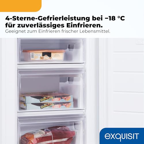 Exquisit Gefrierschrank | 87 l Nutzinhalt, 85,5 cm Höhe, Energieklasse C, 40 dB(A) | 4-Sterne-Gefrieren, manuelle Temperaturregelung, manuelles Abtauen, wechselbarer Türanschlag | GS581-040Cweiss
