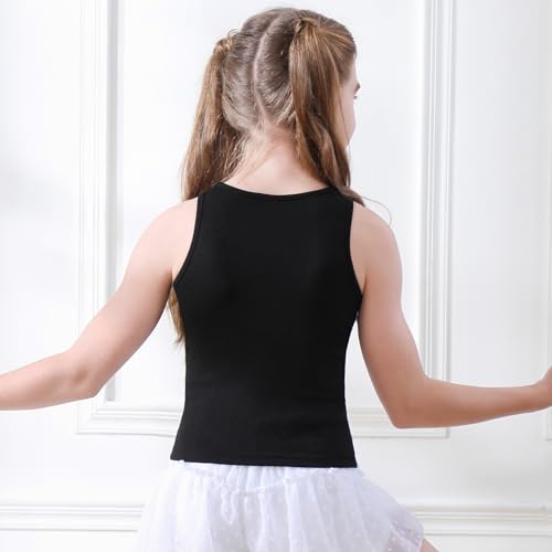 Image of B&GCozy Girls Crop Tops Cute Button Shirt Sleevelss Yoga Dance 6-15 Year
