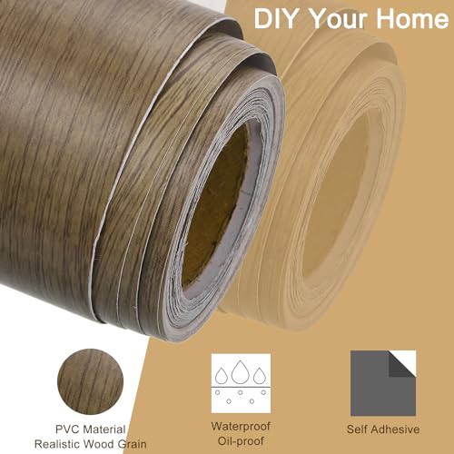 Image of uxcell Wood Grain Tape, 2 inch x33 Ft Self Adhesive Wood Grain Repair Patch for Baseboards, Doors, Floor Repair, Furniture Home Decor Yellow Teak