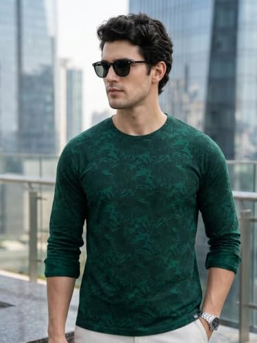 Image of Urbano Fashion Men's Printed Full Sleeve Slim Fit Cotton T-Shirt