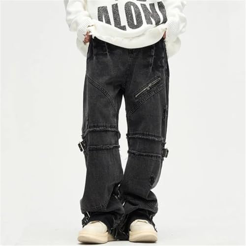 Men Y2K Streetwear Stacked Jeans Cargo Pants Clothing Straight Denim Trousers4