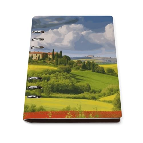 Cuaderno A5 recargable de piel sintética con diseño plano para diario