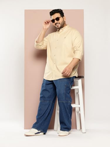 Image of Thomas Scott Men's Cricket Club Collection Classic Regular Fit Twill Shirt | 100% Cotton Long Sleeve Solid Shirt with Button Down Collar (Available in Plus Size)