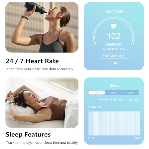 Smartwatch für Damen Herren,Fitnesstracker 2'01 Zoll mit Telefonfunktion/Sprachassistent/Message Reminder,Fitnessuhr Puls-Schlaf-Monitor(Metall schwarz + Silikon schwarz) – Bild 6