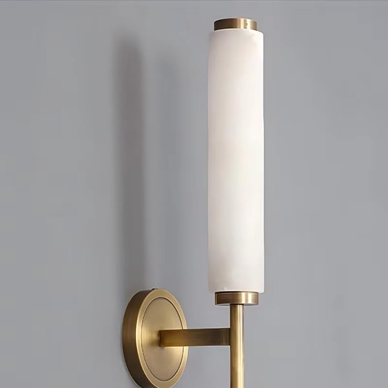 Miniatura 4 de Lámpara de pared decorativa para interior, estilo retro en cobre con luz de mármol Natural, ideal para sala de estar, dormitorio o mesita de noche.