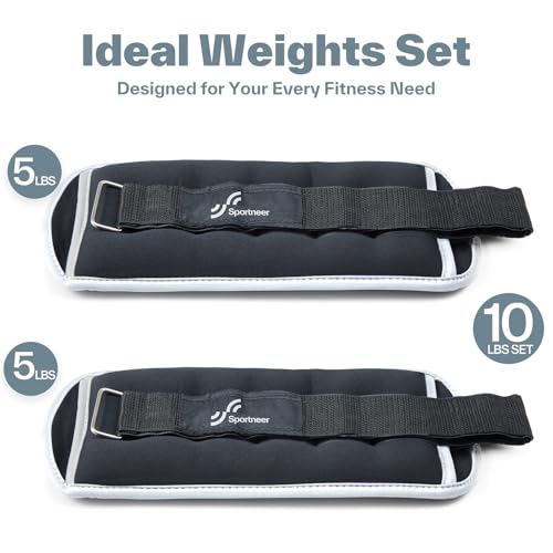 Image of Sportneer Ankle Weights Wrist Weights Pair of 1 /2 /4 /6 /10 LBS for Men Women Kids Strength Training Wrist and Ankle Weights Set with Reflective Strips for Dancing Running Walking Fitness Workout Gym