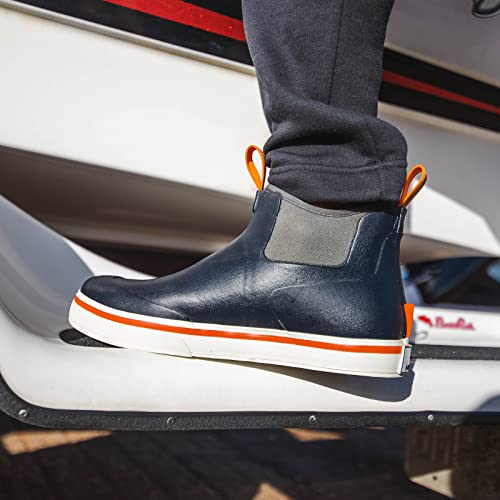 HISEA Men's Deck Boots Saltwater Fishing Booties Waterproof Ankle Rain Boots High Traction