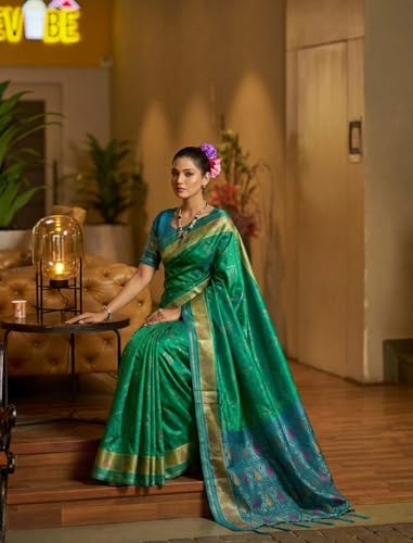 Image of MADHUHANSH Women's Cotton Linen Saree with Unstitched Blouse Piece and Solid Pattern | Mithila Painting Saree | Saree for Haldi Ceremony