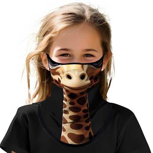 ShopINess Tour de Cou Tubulaire Bandeau Unisexe Enfants avec Passants pour les Oreilles Motif Girafe Cache-Cou pour Vélo Sport Carnaval Fêtes à Thème...