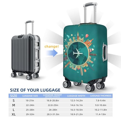 VOSERY Travel Luggage Cover - Around The Planet Washable Suitcase Covers Protector Fits 18-32 Inch Luggage4