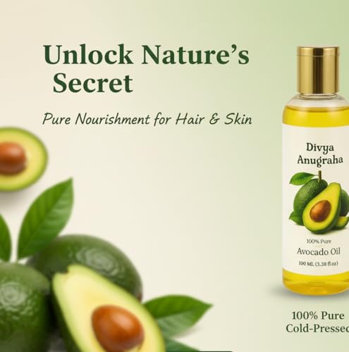Image of 100ml Pure Cold-Pressed Avocado Hair Oil - Nourishing & Anti-Hair Fall Treatment for Hair Growth, Frizz Control & Split Ends Repair