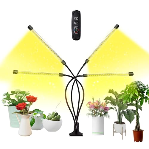 bseah Plant Lights for Indoor Plants, Grow Lights for Seed Starting ON & Off Full Spectrum LED with Timer 4 Tubes