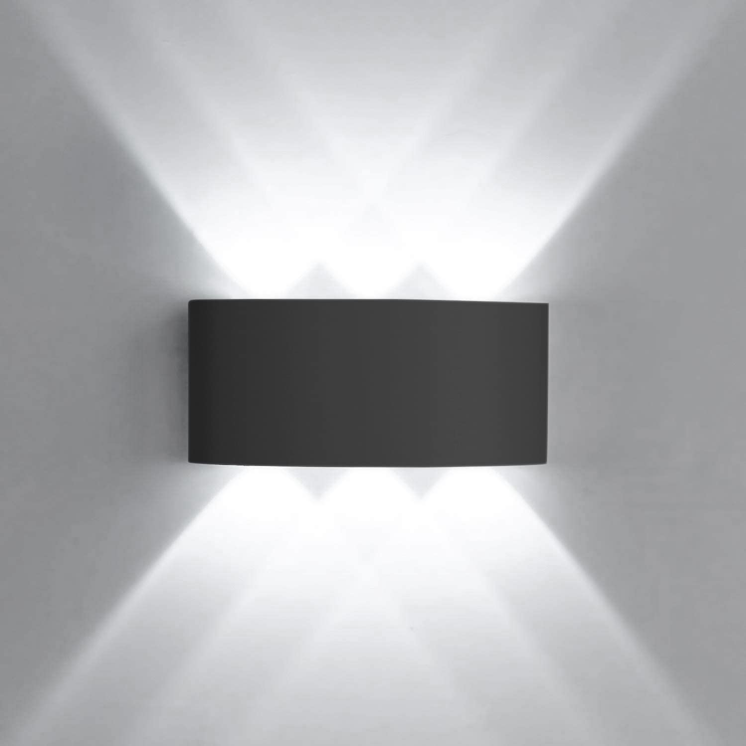 Smithink Modern Waterproof Wall Sconce, 6W Led Indoor Outdoor Wall Lamp, Matte Black Living Room Wall Light for Entryway Staircase Corridor Pathway Hallway Porch, Cool White