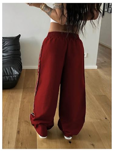 SOLY HUX Women's Parachute Pants Elastic Waist Y2k Baggy Track Sweatpants with Pockets Streetwear3