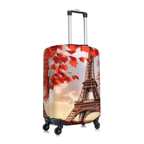 Paris Tower With Autumn Leaves Print Luggage Suitcase Covers Elastic Washable Luggage Protector Luggage Covers For Suitcase3